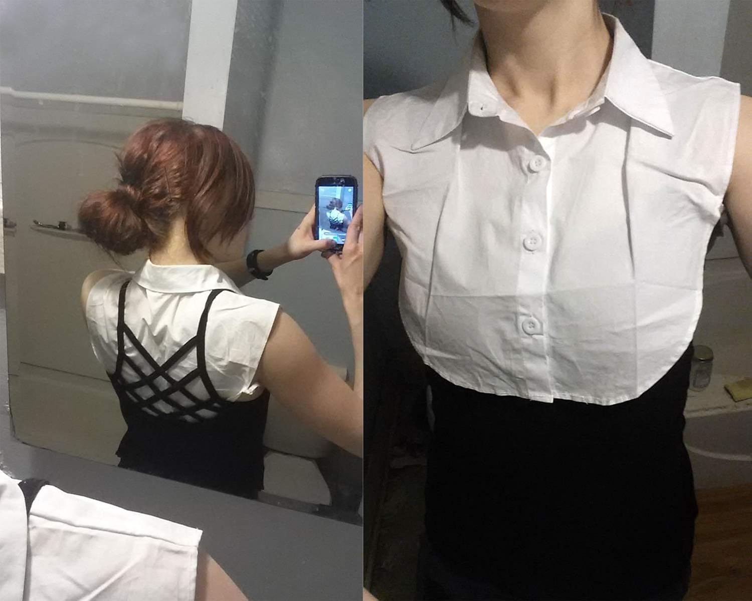 Honbay White Fake Collar Half Shirt Detachable Dickey Collar Blouse for Girls and Women: Clothing