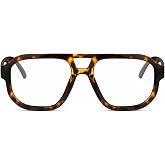 IBOANN livho Retro Aviator Blue Light Blocking Glasses for Women Men with Soft Case, Trendy Rectangle Computer Eyeglasses