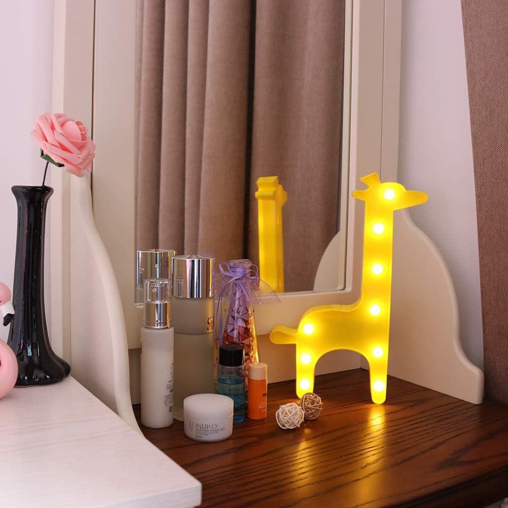 GUOCHENG Cute Giraffe Shaped LED Night Light Warm White Shine Table Night Lamps Bedroom Nursery Home Bedside Indoor Decorations Birthday Gift for Kids Children Girls - Image 4