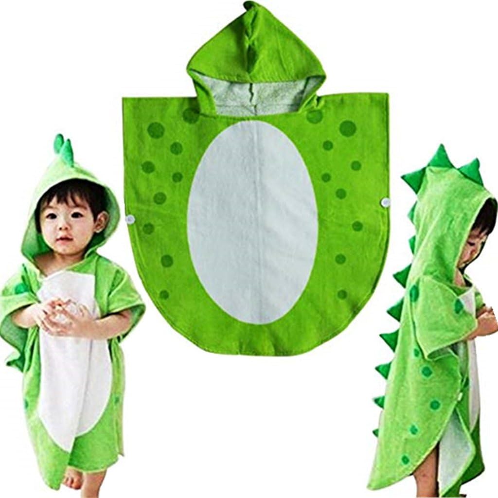Children Bath Towel Robe Kids Hooded Beach Swimming Poncho Dinosaur Pattern