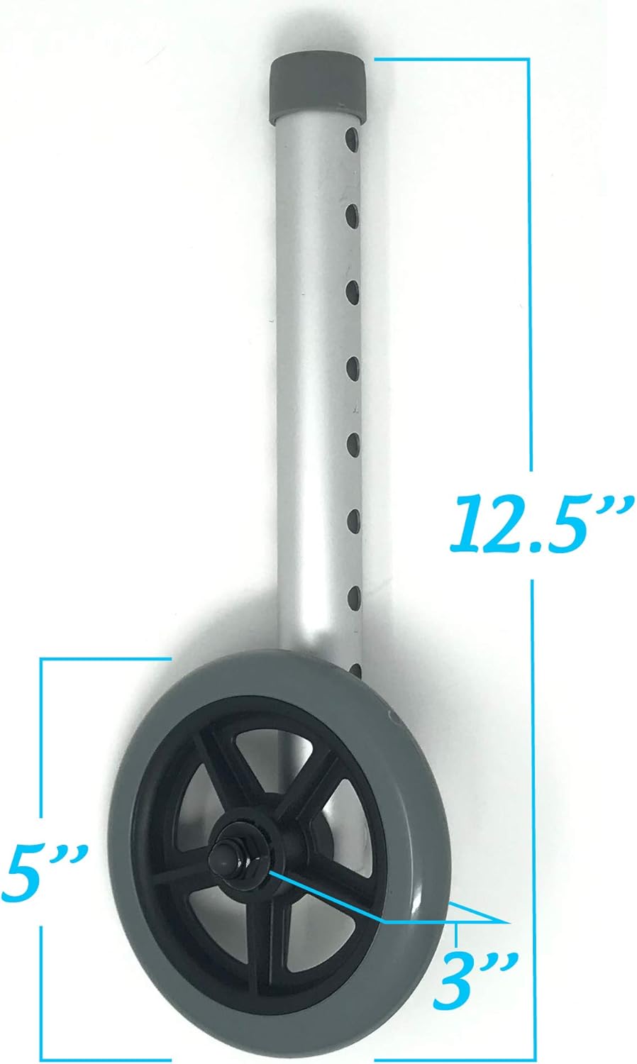 Universal 5" Walker Wheel Kit with Heavy Duty Ski Glides (Blue): Health & Personal Care