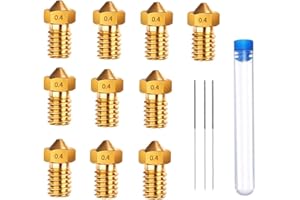 FEMBW 3D Printer Nozzle 0.4mm Brass Nozzle Extruder Print Head for 1.75mm Filament E3D V5-V6 3D Printer Anycubic I3 Mega Prusa I3 MK3/MK3S Clone Anet A8 CHT (10PCS)