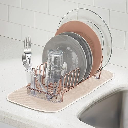 mDesign Steel Compact Modern Dish Drying Rack with Removable