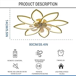SPEVCH 35" Ceiling Fans with Lights, Modern Ceiling