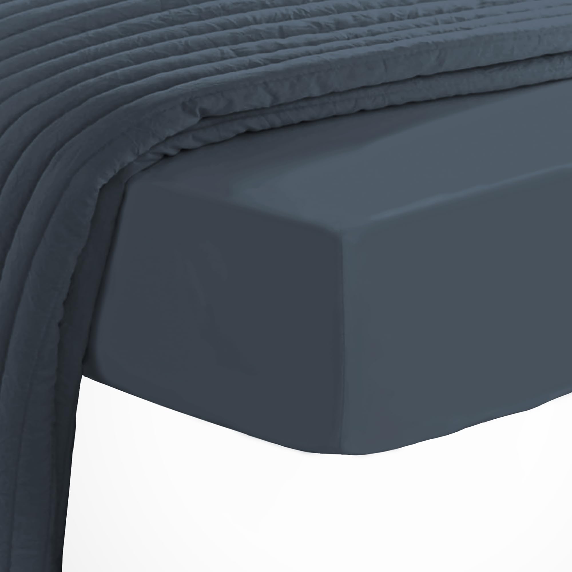 Pizuna Luxury Cotton Emperor Size Fitted Sheets Dark Blue, 800 Thread Count 100% Long Staple Cotton Emperor Fitted Sheets 200x200cm, Sateen Sheet Extra Deep 40 cm 1 PC Dark Blue