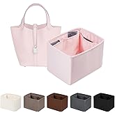 Purse Organizer Insert for Picotin 18/22, Satin Bag Organizer for Picotin Bags, Lightweight Purse Essentials for Women Luxury Handbags, Soft Touch Inner Liner with Multiple Pockets (Pink, PC18)