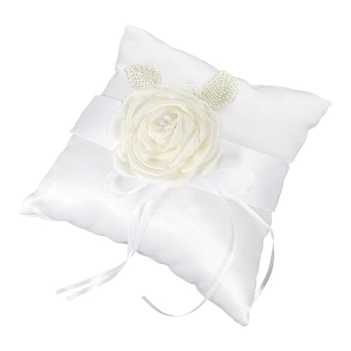 Operitacx Wedding Ring Pillow, Simulation Roses Ring Bearer Pillow