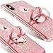 OCYCLONE Glitter Bling Diamond with Ring Stand Compatible with Compatible for iPhone Xs Max for Women Girl, Rose Gold Pink