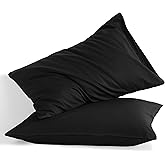 NTBAY Standard Cotton Pillowcases - Envelope Closure 20x26 Pillowcases Set of 2, Breathable and Soft Bed Pillow Cases, Black