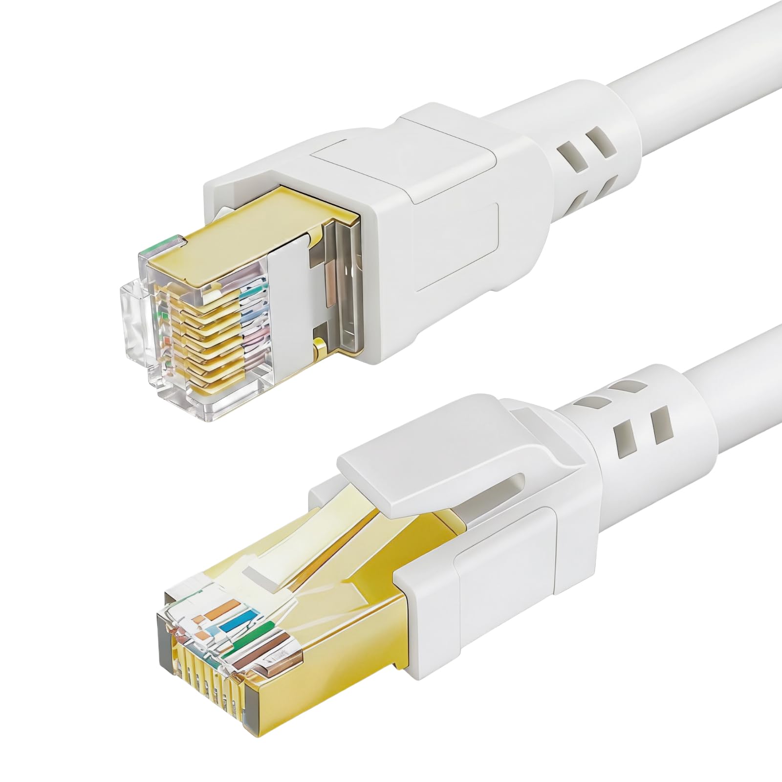 DDMALL CAT 8 Ethernet Kabel 5 Meter, Hochgeschwindigkeit F/FTP Netzwerkkabel 40Gbps 2000MHz Internet LAN Kabel mit Vergoldetem RJ45 für Router, Modem, Gaming (5m, weiß)
