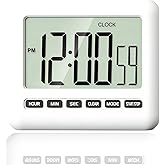 Magnetic Clock Digital Small for Fridge Stove with Clip Kitchen Timer Clocks Large Screen Loud Alarm 12/24 Hour Multi-Functional Countdown for Baking Sports Office Classroom 3.34x2.83 Inches Black