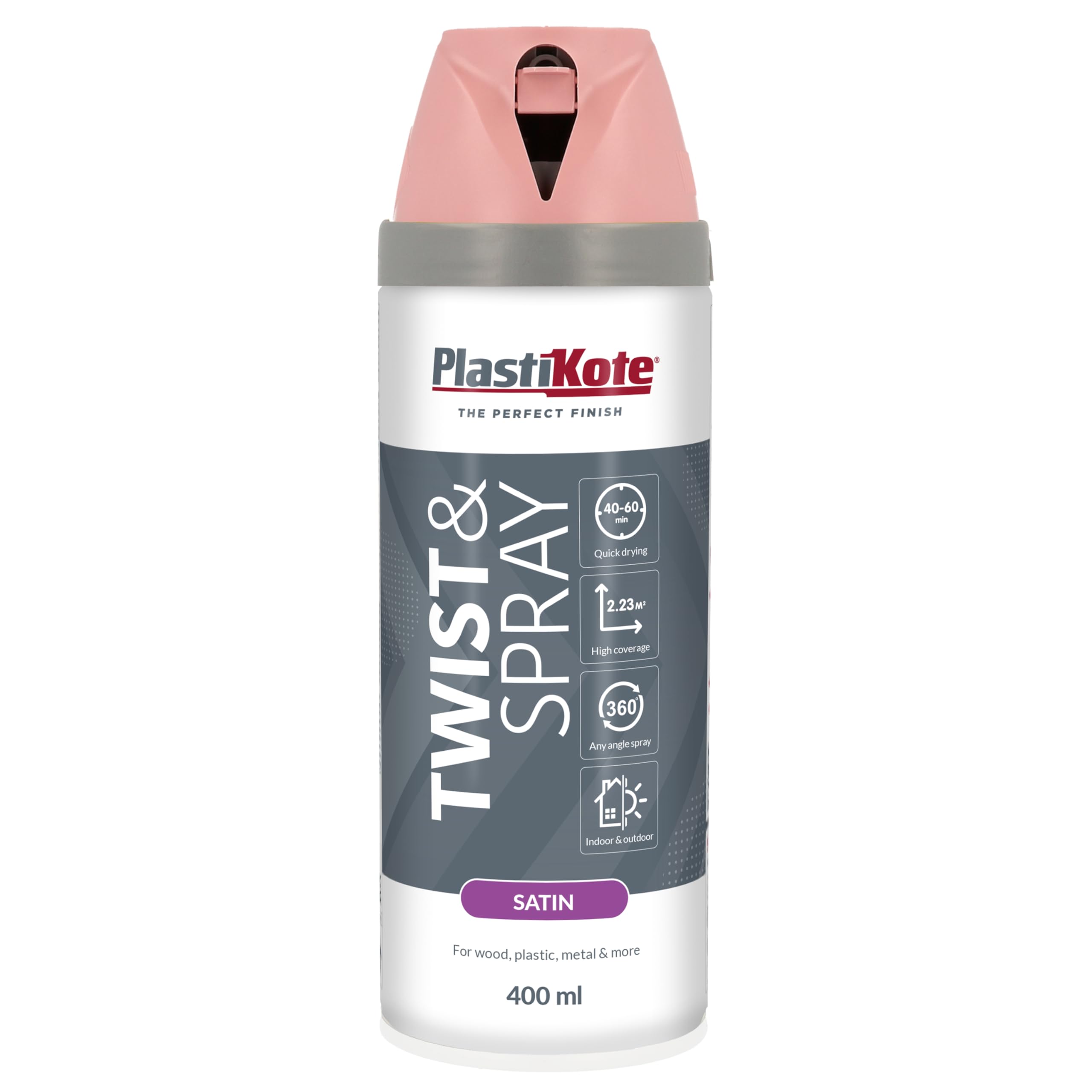 Plasti-kote 22107 400ml Premium Spray Paint Satin - Cameo Pink