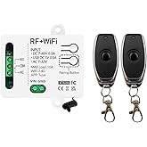 DieseRC Tuya 1 Channel WiFi Smart Switch, DC 5V 12V 24V 36V Passive Output Relay Module, with 2X RF Remote Control, Compatibl