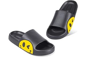 Uonesone Womens Slides,Pillow Slippers Sandals for Men,Unisex Non slip Quick Dry Shower Shoes Indoor Outdoor Open Toe Spa Bath Pool Gym House Casual Massage Smile Face Slippers