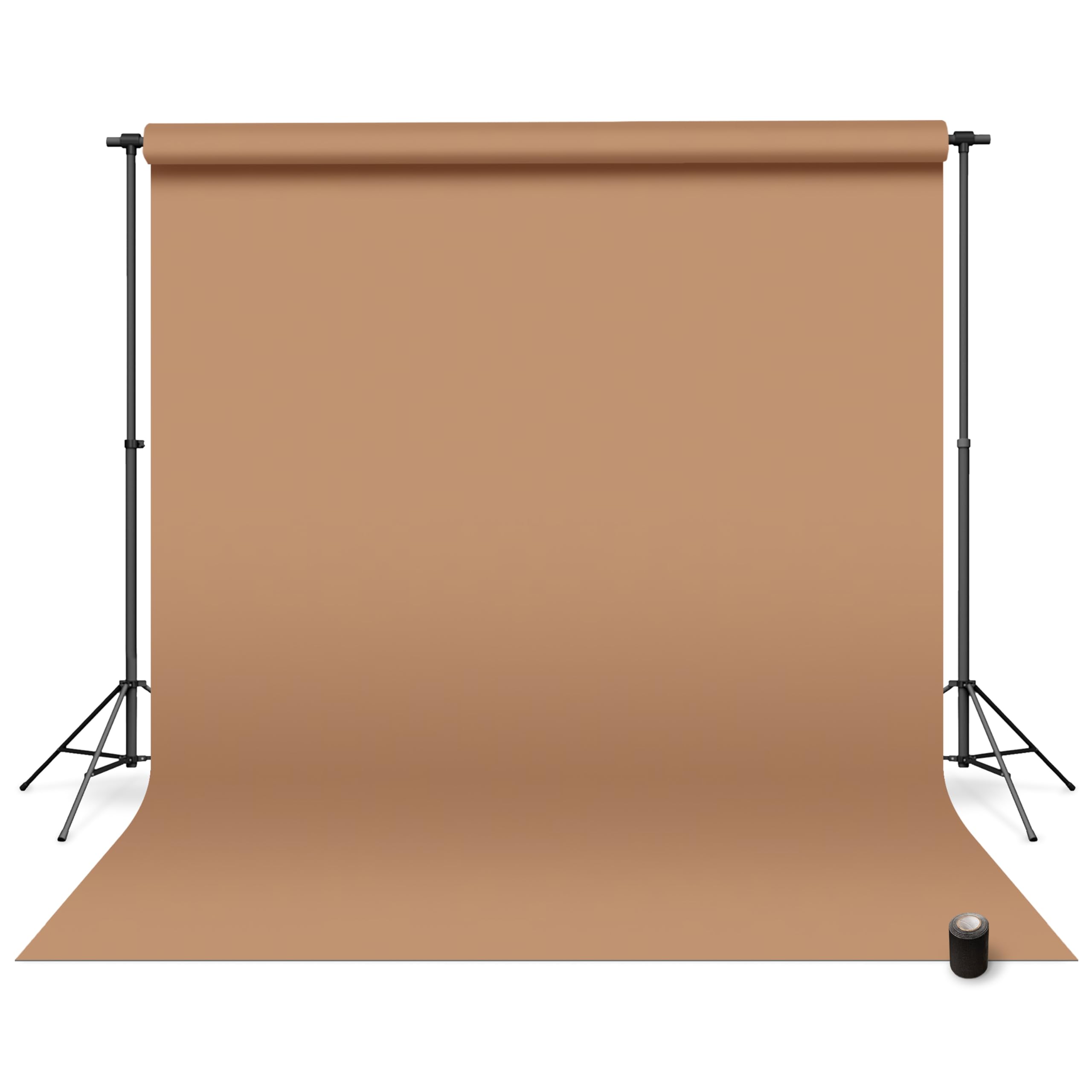 Photo 1 of Denny Manufacturing - Seamless Paper Backdrop for Photography, Brown Seamless Paper Roll - Brown Latte (107 in x 36 ft) Includes Free Roll Black Gaffer Tape (2 in x 13 ft)