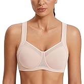 SYROKAN High Impact Sports Bras for Women No Uniboob Unlined Underwire Adjustable Cross Back Bra
