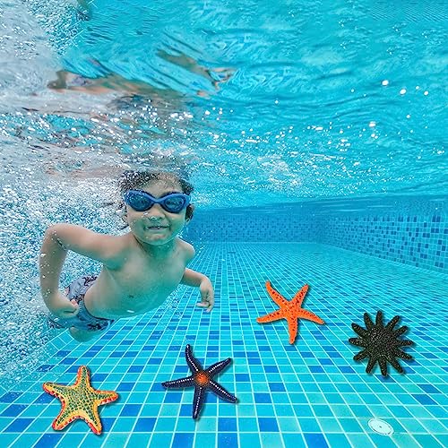NALACAL 8 Pcs Diving Starfish Pool Toy Colorful Big Starfish Set Summer Swimming Diving Toys Set Dive Throw Toy Set Underwater Swimming Toy