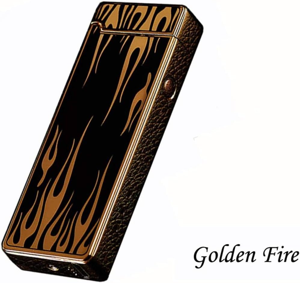 xinzehao Double arc USB charging lighter double arc plasma lighter USB rechargeable windproof flameless butane free electric lighter-Gold Fire