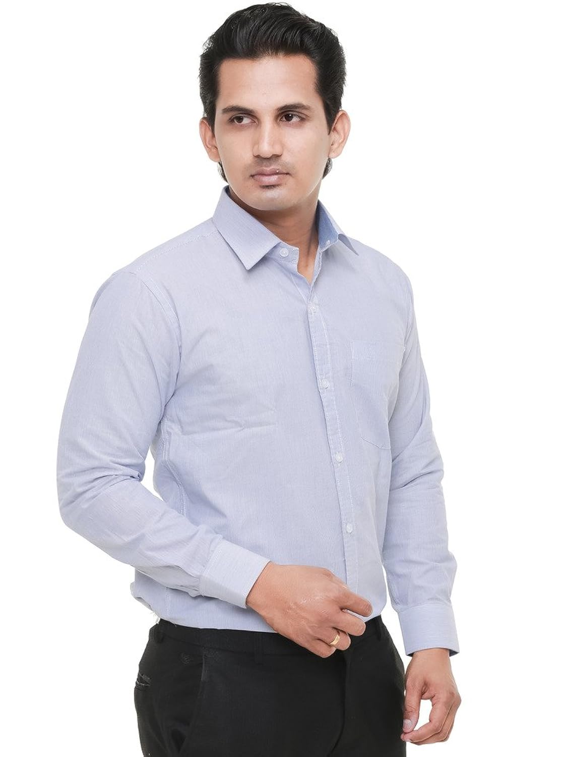 twist men's regular fit blue stripes cotton shirt with contrast & free shipping