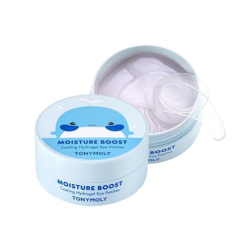 TONYMOLY Moisture Boost Cooling Hydrogel Eye Patches – Hydrating & Refreshing Under Eye Patches with Hyaluronic Acid, Spirulina & Plankton, 30 Pairs