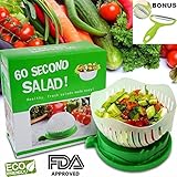 Salad Cutter Bowl With Peeler,60 Second Salad Maker Easy Fast Fruit Vegetable Cutter Bowl,Strong Durable FDA-Approved Slicer,Chopper,Strainer,Cutting Board All in One for Kitchen, Fresh Salad cutter