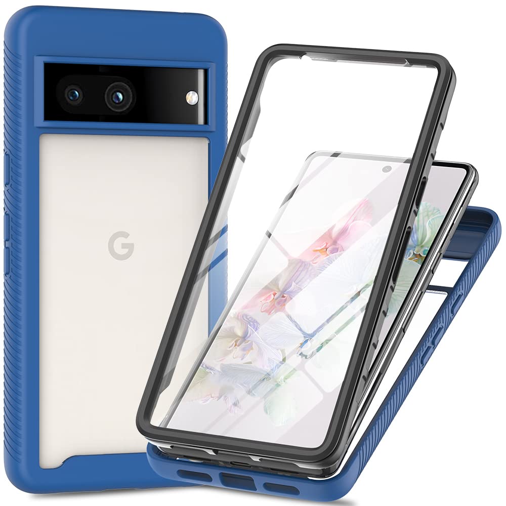 Sawiqpd for Google Pixel 8A 5G Case with Built-in Screen Protector, 360 Full Body Protective Cover Heavy Duty Anti-Scratch Shockproof Slim Silicone Bumper Clear Phone Case for Pixel 8A, Blue โ image 1