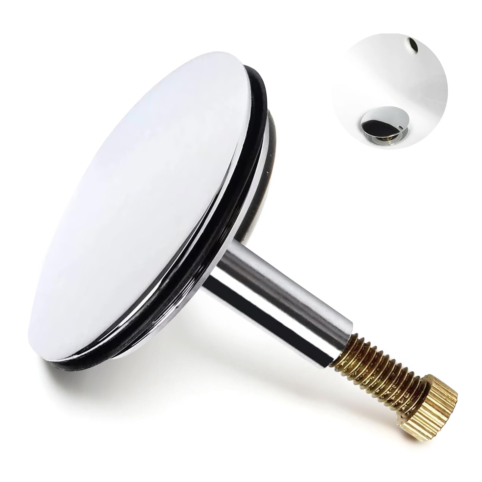 Neyared Push Down Bath Plug Replacement, 43mm Bath Plug Pop Up with Adjustment Screw