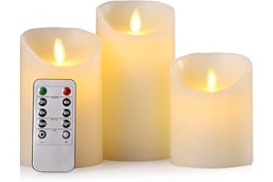 Hausware Flameless Candles Battery Operated Pillar Real Wax Flickering Moving Wick Electric LED Candle Sets 4" 5" 6" Pack of 