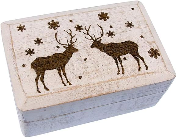 EQT-TEC Madera baúl Caja de Madera Navidad Madera Caja Regalo baúl Reno: Amazon.es: Hogar