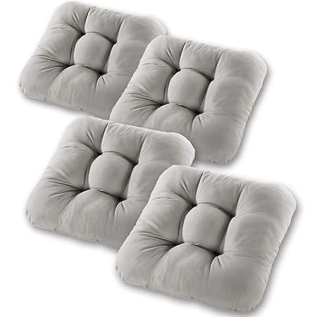 Gräfenstayn® 4er-Set Sitzkissen 40x40x8cm aus 100% Baumwolle (Bezug) mit Öko-Tex Siegel in vielen Farben, für Indoor und Outd