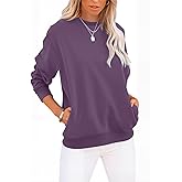 GKBK Womens Sweatshirts Cotton Crewneck Tops Long Sleeve Cute Lightweight Fall Winter Loose Casual Pullover with Pockets