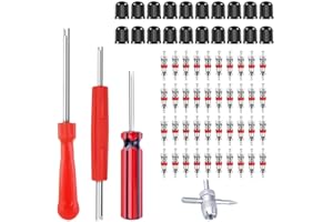 Riseuvo 64pcs Valve Stem Removal Tool - 40Pcs Valve Cores, 4-Way Valve Tool, Valve Core Remover Tool, Tire Repair Schrader Va
