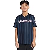 Messi Boys Lifestyle Short Sleeve Top, Loose-fit V-Neck Shirt with Logo, Comfortable