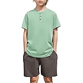 Arshiner Boys Summer Clothing Sets 3-button Short Sleeve Tee and Shorts Casual Outfits for 5-12 Years