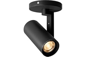 A AISILAN Aisilan Black LED Zoomable Ceiling Spotlight 12W Dimmable Adjustable Beam Angle 10-55° Swivelable Angle CRI 97 Matt Aluminum Directional Accent Lamp for Corridor Mural Living Room, Warm White 3000K