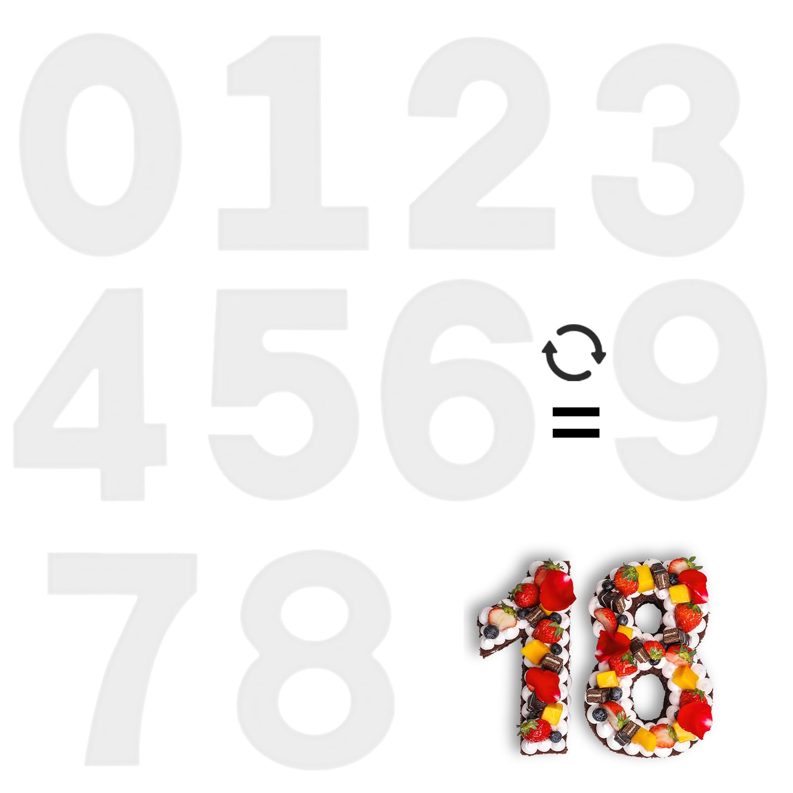 Photo 1 of 10 Inch Number Cake Mold Baking Forms Moulds,9 Pieces 0-8 Cake Number Stencils,Number Cake Pans,Flat Plastic Mold Numerical Templates Cutting for DIY Cakes/Cookies