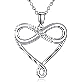 PYTALI Diamond Heart Necklace for Women S925 Sterling Silver Lab Grown Diamond Infinity Necklace Love You Forever Gift for Mom Her