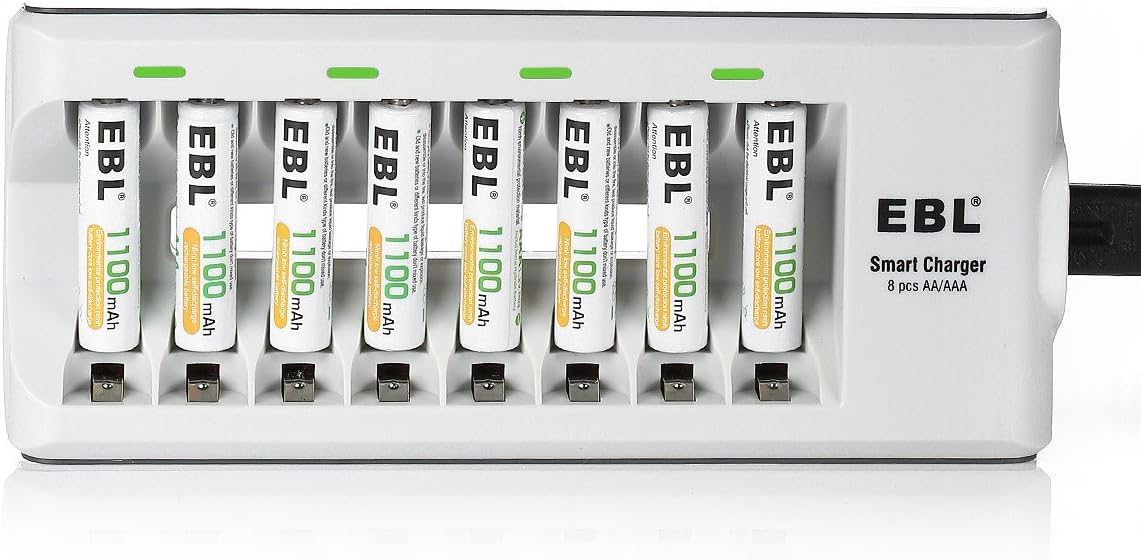 EBL AAA Rechargeable Batteries Precharged 8 Pieces 1100mAh AAA Batteries with Battery Charger for AA AAA Batteries: Electronics