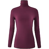 AUHEGN Women's Long Sleeve Lightweight Turtleneck Top Pullover Casual Active Layer Tops Shirts