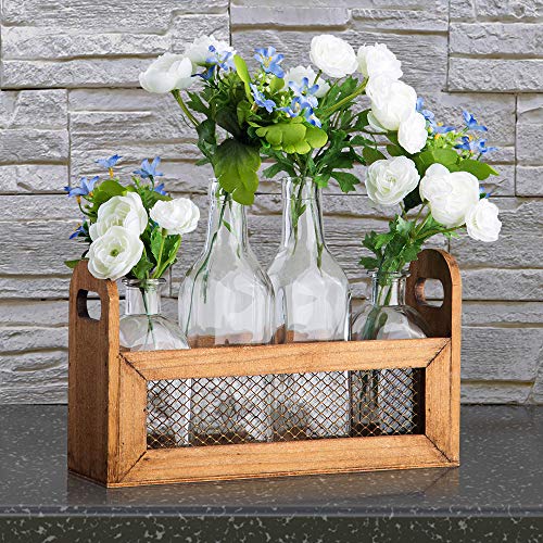 5 Flower+Vases+Wooden+Rack+Chicken