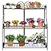 MyGift 3 Tier Black Metal Indoor Plant Stand, Flower Pot and Planter Rack, Freestanding Home Storage Organizer Shelf with Scrollwork Design, Black