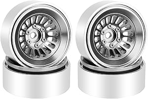 Pothyes CNC 1.3" Beadlock Wheel Rim for SCX24 1/24 TRX4M Ascent18 1/18 RC Crawler Aluminium Upgrade Part (Gray)
