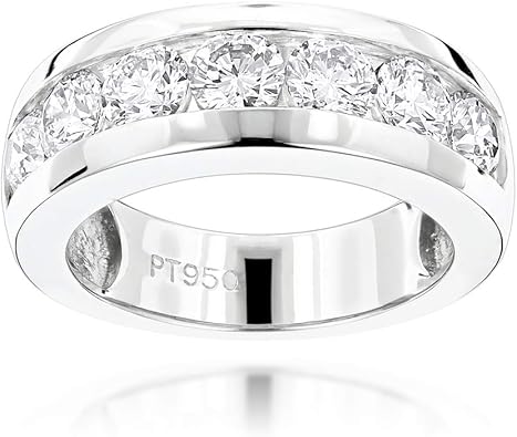 Men S 7 Stone Wedding Band Diamond Ring 1 5ctw In Platinum By Luxurman Amazon Com