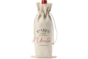 FBCCZEY Funny Uncle Pregnancy Baby Announcement Wine Bag, Pregnancy Baby Announcement Gifts for Uncle Wine Bottle Bag, New Uncle Gifts, Pairs Well with Becoming An Uncle Wine Bag