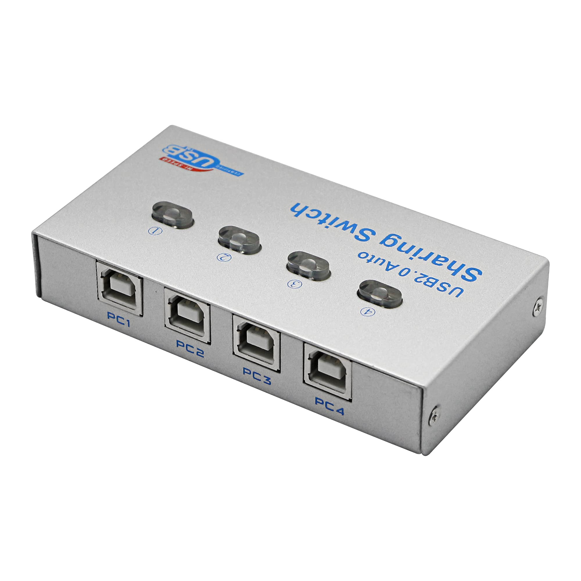 SinLoon 4-Port USB Printer Sharing Switch - 4 PCs Share 1 USB Device, High Speed Switcher for Printer, Scanner, External (1 to 4)