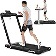 Goplus 2 in 1 Folding Treadmill with Dual Display, 2.25HP Superfit Under Desk Electric Pad Treadmill, Installation-Free, Blue Tooth Speaker, APP Control, Remote Control, Walking Jogging for Home