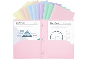 SUIN Plastic Project-Folders with 2 Pockets & 3 Prong, Bulk Pack Project File-Folder for US Letter Size Papers, Ideal for School & Office, Assorted Pastel Colors (Assorted Colors - 12 Packs)