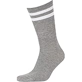 Calmera Unisex Cotton Sports Crew Socks with Stripes Classic Collegiate Style (Pack of 4)