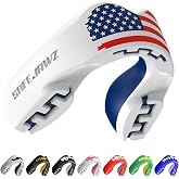 SAFEJAWZ American Flag Mouth Guard, Youth Dual Layer Mouthguard with Case | Youth <11 Years, White USA Sports Mouthpiece, Easy Fit Remoldable, Anti Gag, Football, Boxing, Lacrosse, MMA, Contact Sports