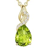 FANCIME Peridot Necklace 14K Solid Yellow Gold